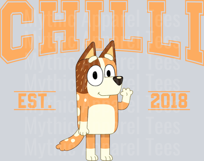 Chilli EST 2018 DTF Bluey Transfers