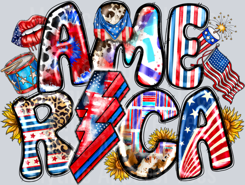 America 2 4th of july DTF Patriotic Transfers