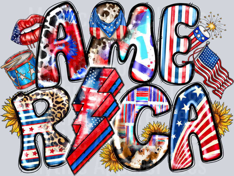 America 2 4th of july DTF Patriotic Transfers