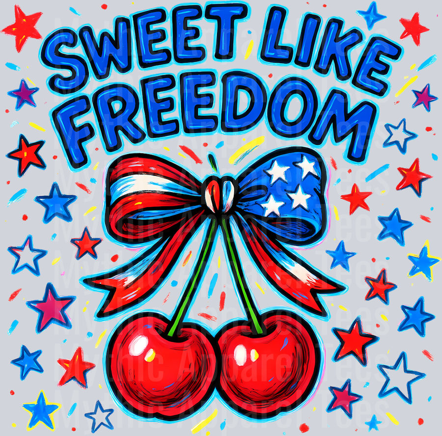 Sweet like freedom stars and cherries DTF Patriotic Transfers
