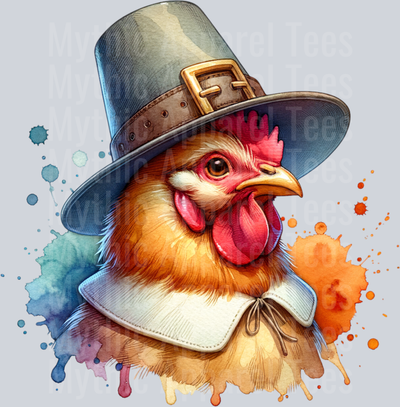 CHICKEN IN PILGRIM HAT CLIPART THANKSGIVING