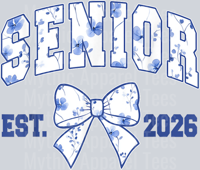 Senior Class Of 2026 Graduation Girly Floral Coquette Bow T-Shirt