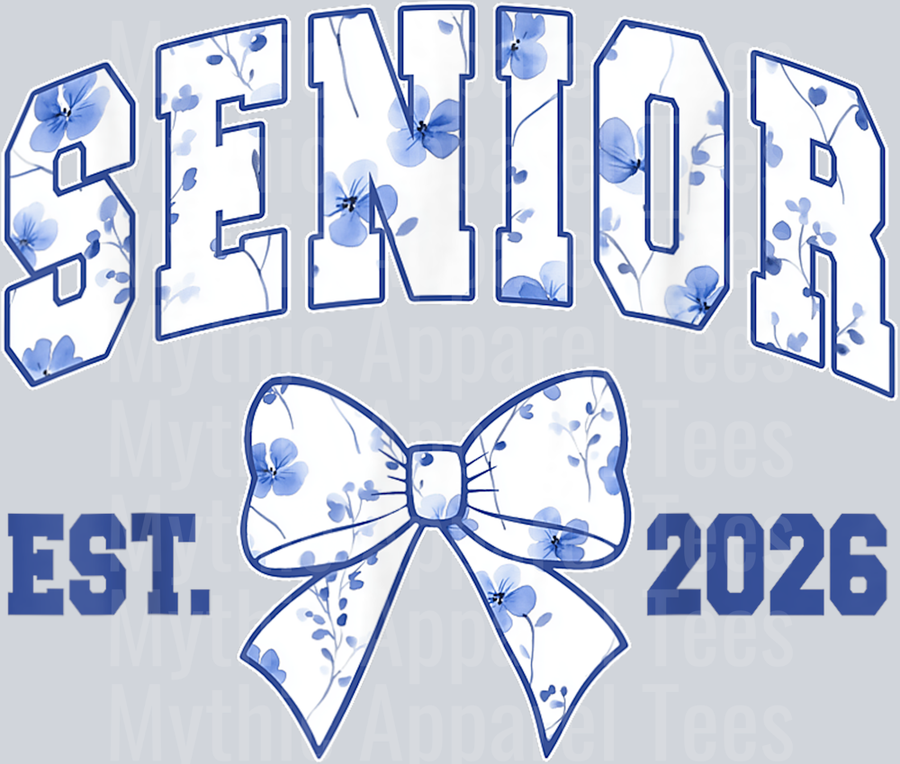 Senior Class Of 2026 Graduation Girly Floral Coquette Bow T-Shirt