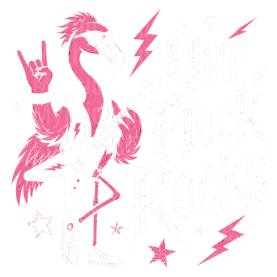 Flamingo Rock Star Pink Punk Bird Guitar Lightning Bolts Stars