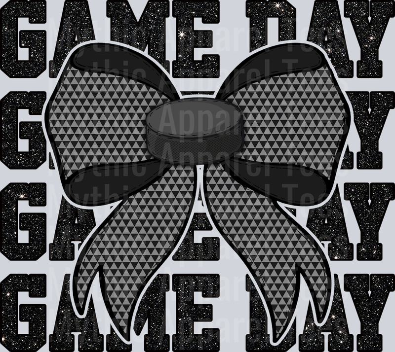Gameday Hockey bow with puck edges cute DTF Sports Transfers