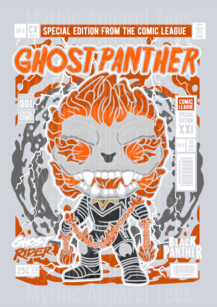 Ghost Panther Comic Book Cover STYLE DTF Pop Culture Transfers