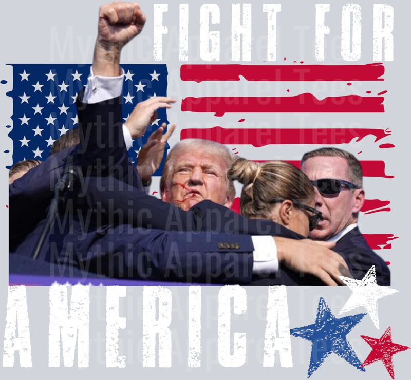 Fight For America white Text Trump DTF Maga Transfers