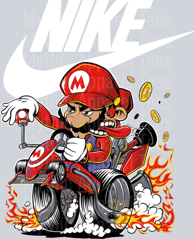 Mario Kart Super Mario Bros JUST DO IT DTF Nike Transfers