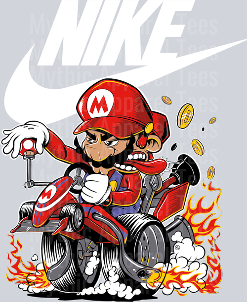 Mario Kart Super Mario Bros JUST DO IT DTF Nike Transfers