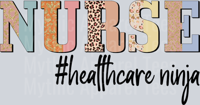 Nurse #Healthcare Ninja cute script font  DTF Nurse Transfers