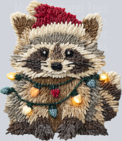 festiveferalraccoonlatchhookyarncrochetdesign