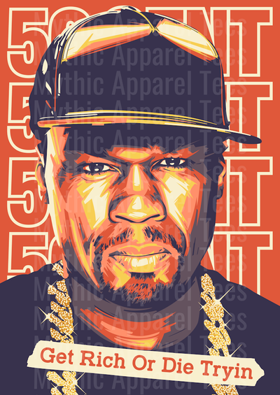 50 Cent get rich Rapper Pop Culture Rap Legend DTF Rapper Transfers