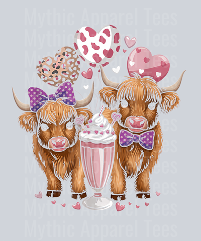 206 Cute Baby Highland Cow Couples Matching Valentine_S Day T-Shirt