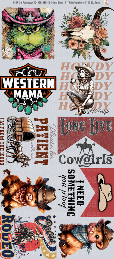 Western 2 GANG SHEET 10 FULL SIZE IMAGES