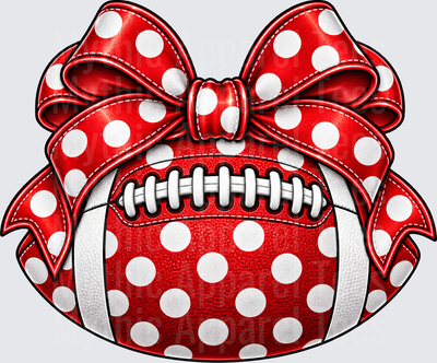 Football Red and White Polka Dot Glitter Football with Matching Polka Dot Bow