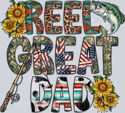 Reel Great Dad Fishing and Flowers 4th of July DTF Patriotic Transfers