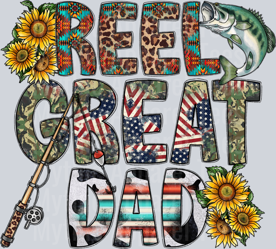 Reel Great Dad Fishing and Flowers 4th of July DTF Patriotic Transfers