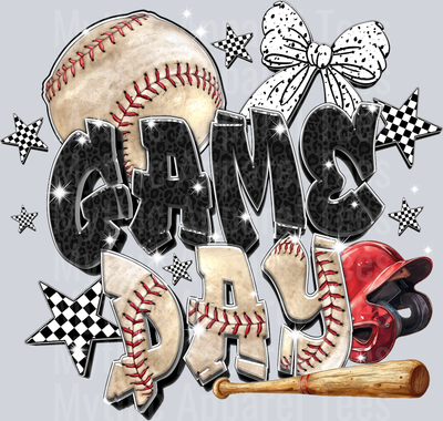 Game day Baseball with bat and ball cute DTF Sports Transfers