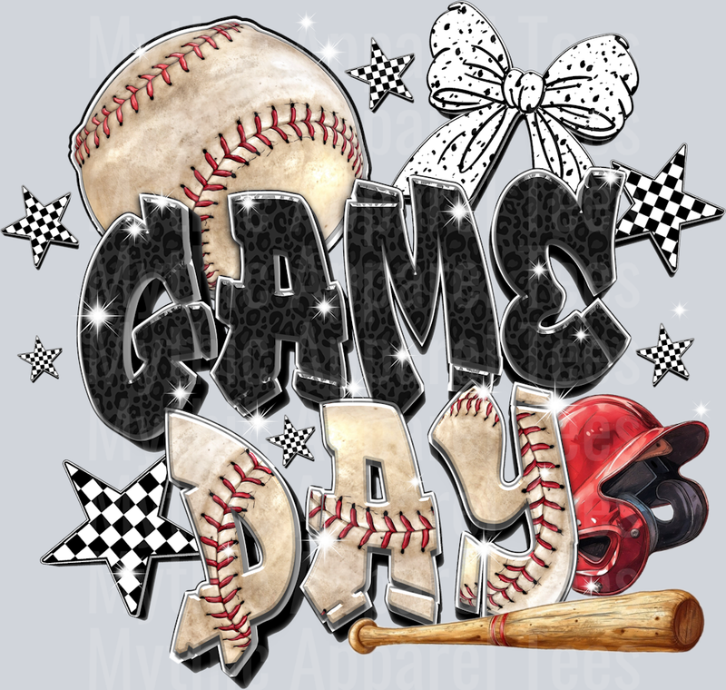 Game day Baseball with bat and ball cute DTF Sports Transfers