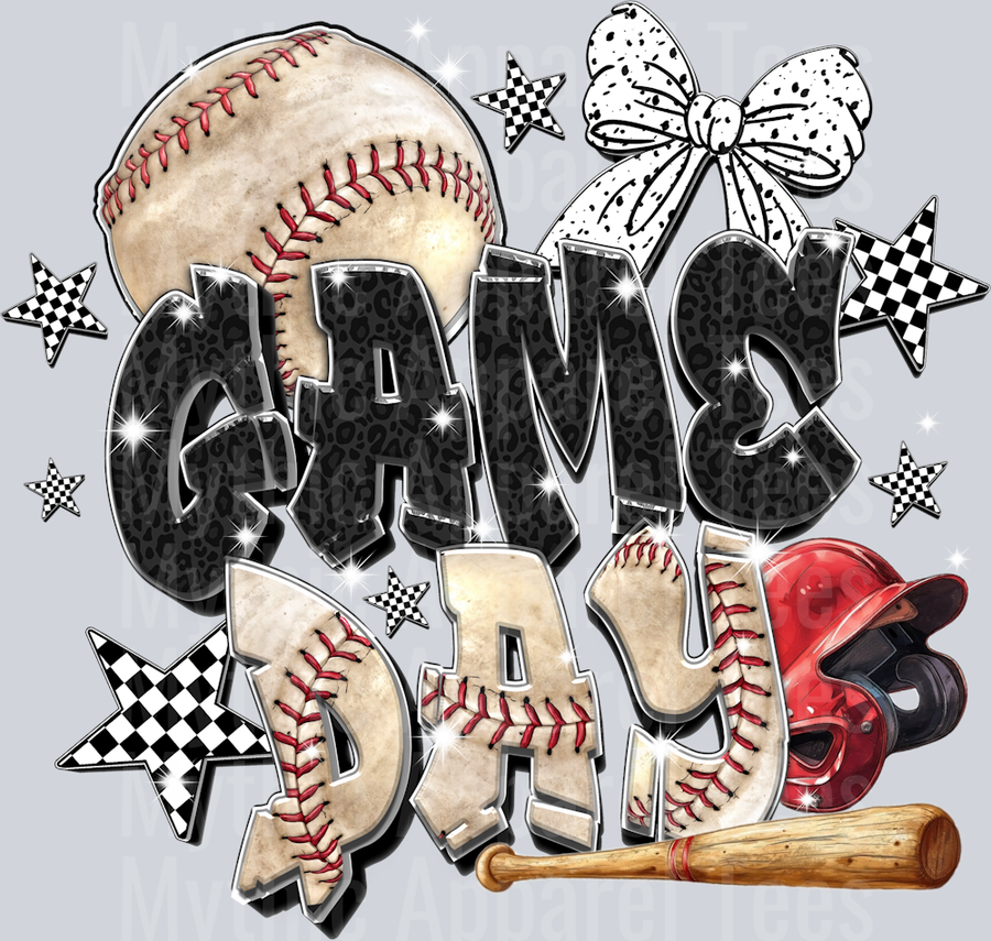 Game day Baseball with bat and ball cute DTF Sports Transfers