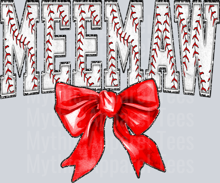 Baseball Meemaw Bow School Spirit & Sports