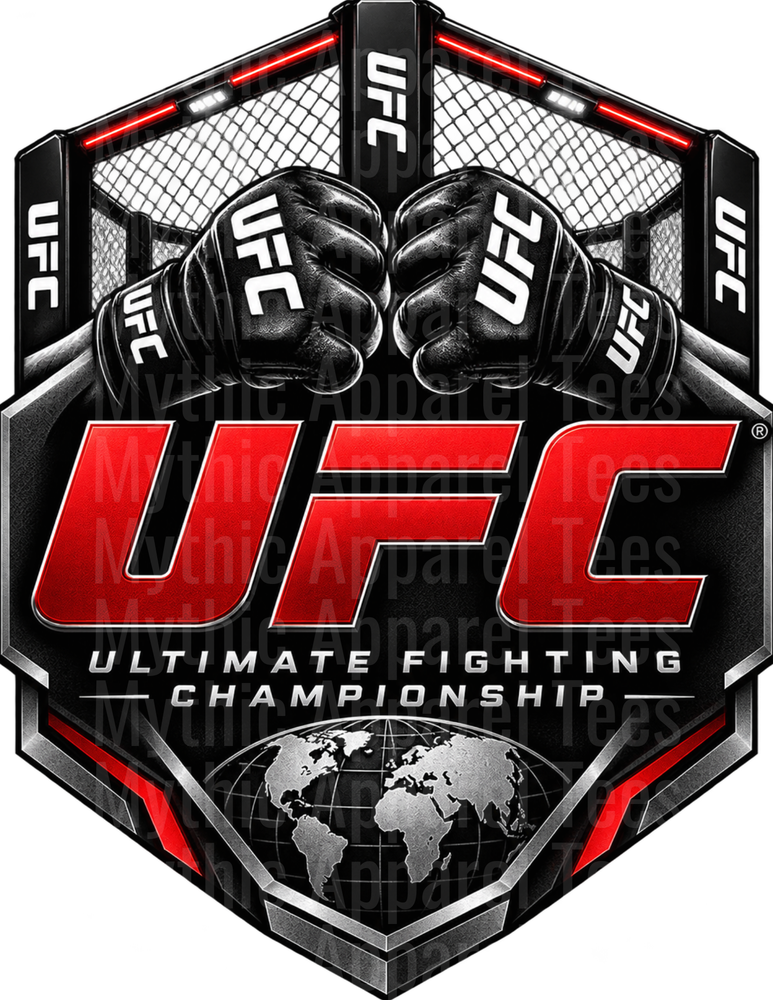 UFC Ultimate Fighting Championship Octagon Gloves Fist Bump Globe Logo Design