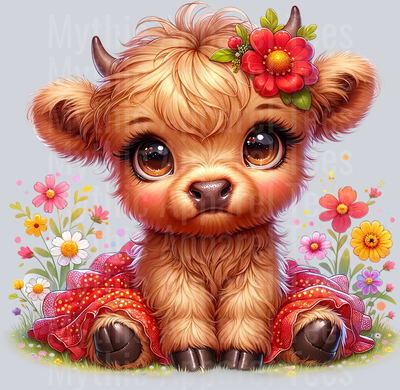 Cute Highland Cow Baby RUBY DTF Precious Highland Cow Transfers