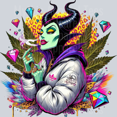 Maleficent Jewels Smoking Weed DTF Weed Transfers