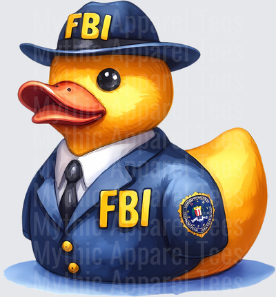Rubber Duck in Uniform FBI Agent Blue Suit Badge Hat