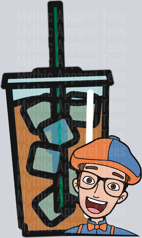 Blippi Iced Coffee DTF Blippi Transfers