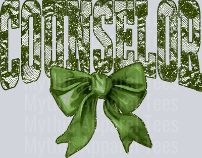 Olive Green Lace Counselor St Patrick's Day College Font Floral and shamrock pattern