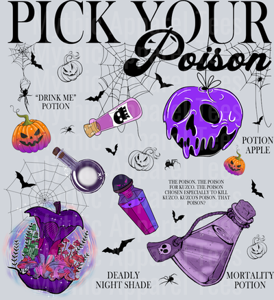 Pick Your Poison Poison flasks DTF Disney Villains Transfers
