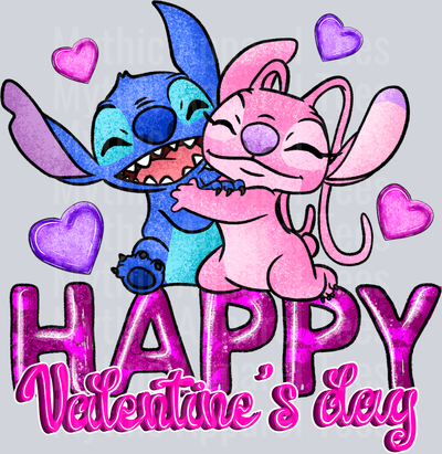 Stitch and Angel Happy Valentines Day