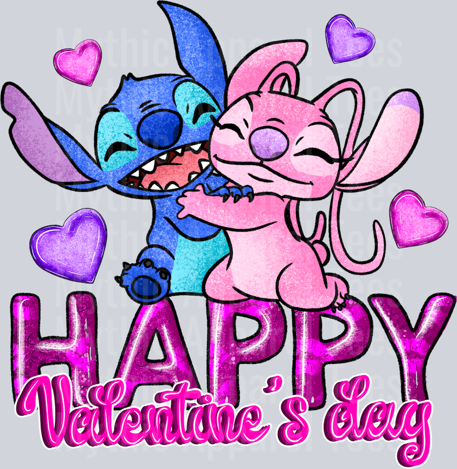 Stitch and Angel Happy Valentines Day