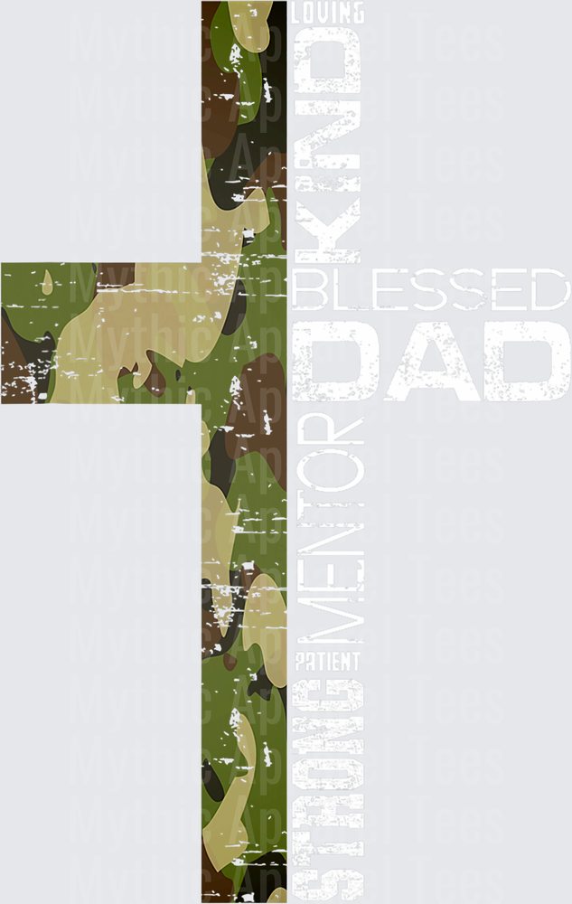 Blessed Dad Camo Cross Distressed Christian Father Faith Design