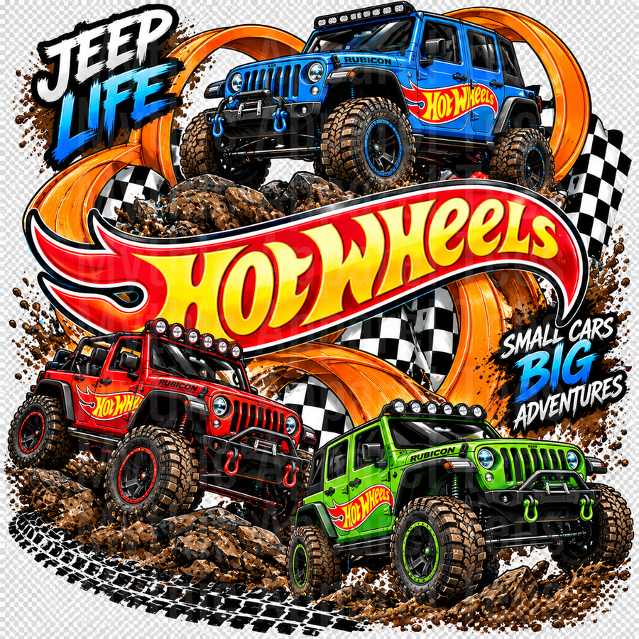Hot Wheels Jeep Life Rubicon Off-Road Small Cars Big Adventures Blue Red Green Wrangler Mud Track Loop Design
