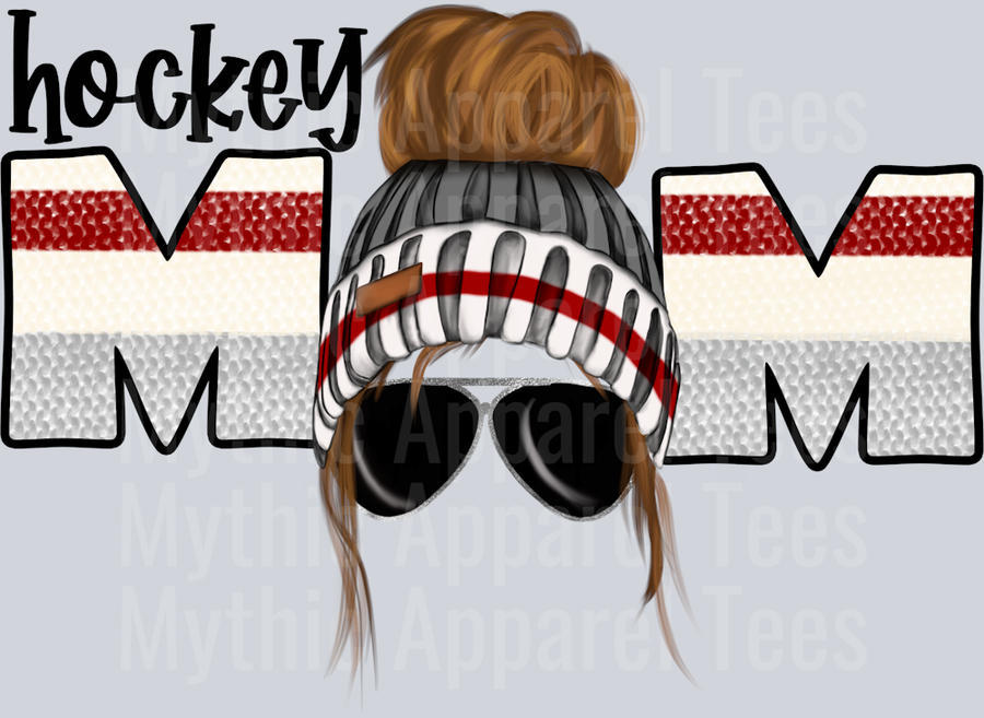 Hockey Mom with Headband DTF Hockey Transfers