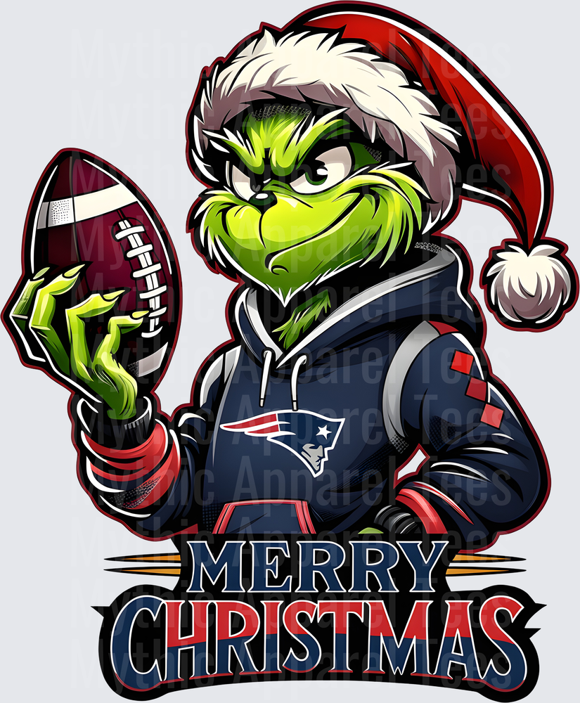 Grinch Santa Hat New England Patriots Hoodie Football Merry Christmas