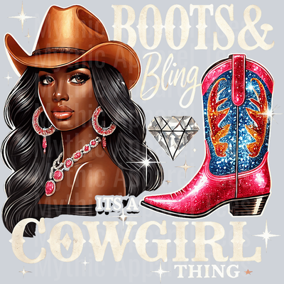 boots and bling 3 its a cowgirl thing diamond DTF Western Girl Transfers
