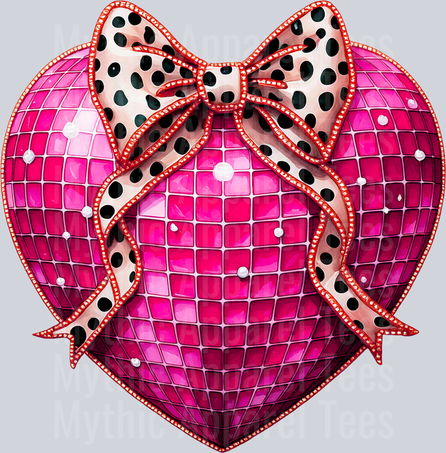 Heart Disco Heart with Leopard Bow Style Combo Valentines Day Design