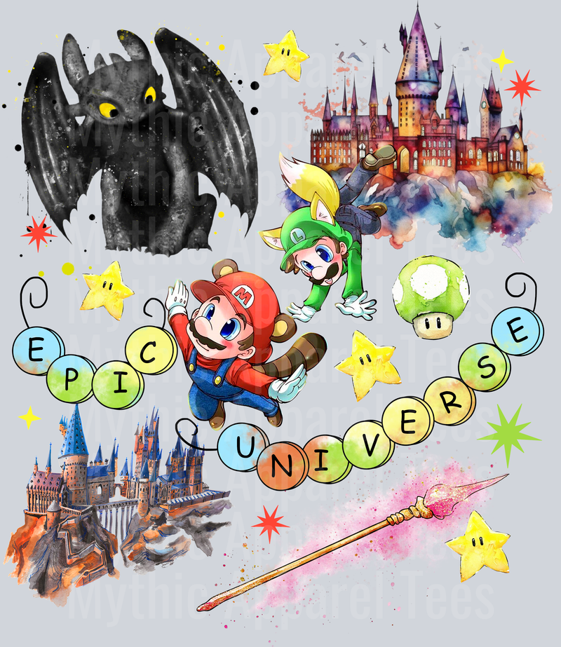 Mario Universal Studios How To Train Your Dragon DTF Epic Park Transfers