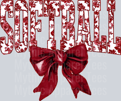 Maroon Softball School Spirit & Sports College Font Floral Pattern