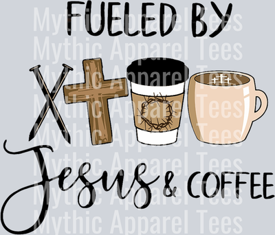 Fueled by jesus and coffee nails cross DTF Coffee Transfers