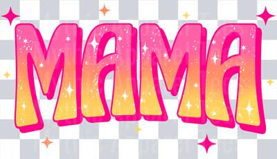 MAMA Checkered Pink to Yellow Mini White DTF Mini Momma Transfers