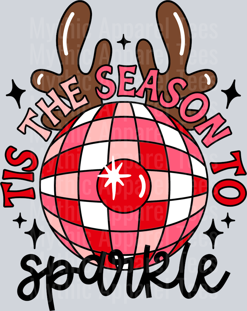 Tis The Season To Sparkle Wavy Retro Funny Designs Christmas