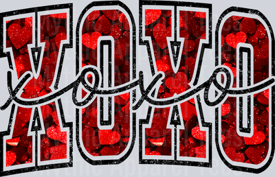 XOXO red Overprint roses Style Combo Valentines Day Design
