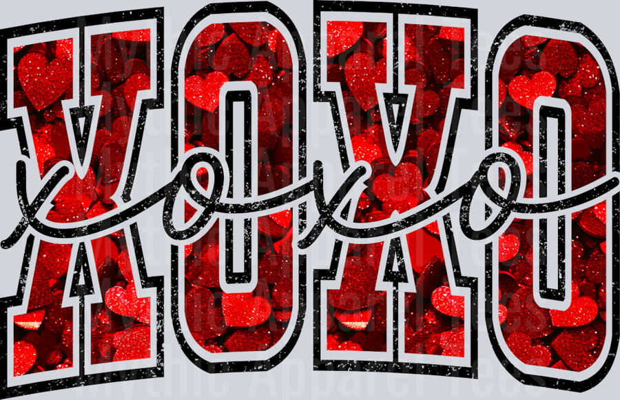 XOXO red Overprint roses Style Combo Valentines Day Design