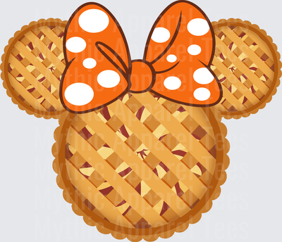 Disney Fall and Thanksgiving Minnie Mouse Lattice Pie Silhouette with Orange Polka Dot Bow