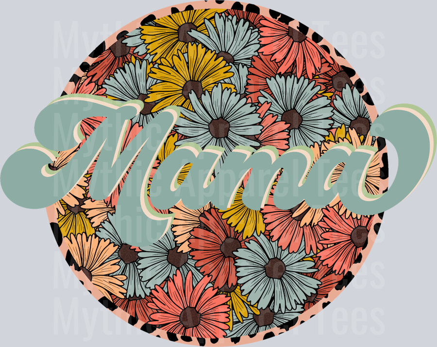 Green Mint Mama floral retro style DTF MOM Transfers