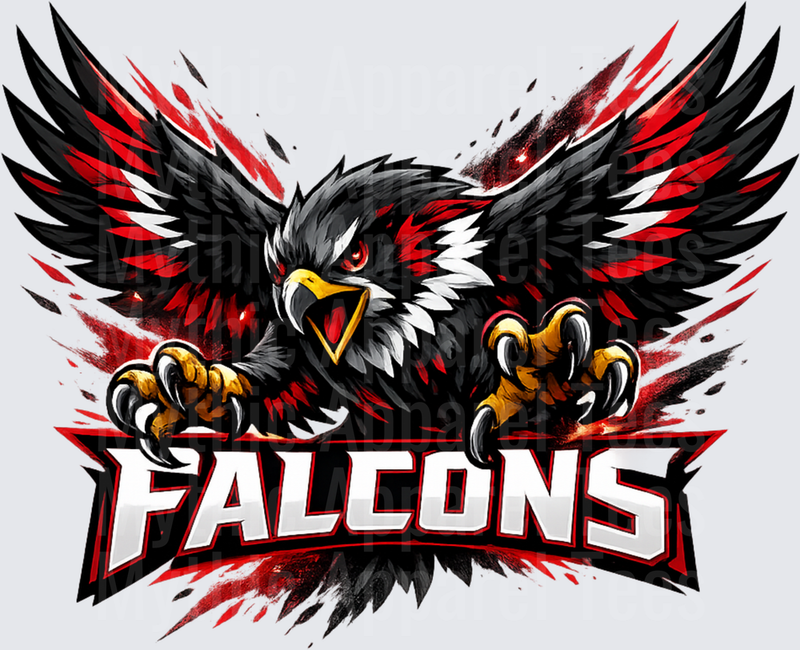 NFL Falcons Fierce Mascot Red Black Splatter Wings Logo